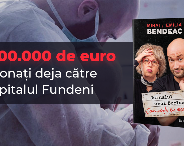 Mihai Bendeac și editura Bookzone au donat 100.000 de euro spitalului Fundeni