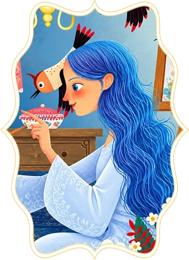Zâna cu Părul Albastru, ilustrație din carte